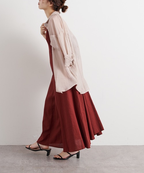 natural couture（ナチュラルクチュール）の「【WEB限定】リネン混バックリボン大人ワンピース（ワンピース・レディース・ブラック/ベージュ/レッド系その他/ライトベージュ・MEDIUM/LARGE）」の9枚目の写真