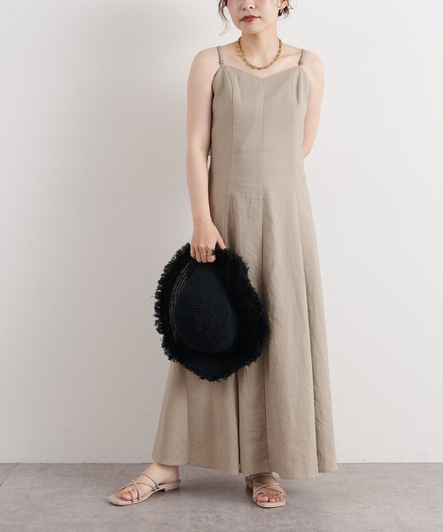 natural couture（ナチュラルクチュール）の「【WEB限定】リネン混バックリボン大人ワンピース（ワンピース・レディース・ブラック/ベージュ/レッド系その他/ライトベージュ・MEDIUM/LARGE）」の8枚目の写真