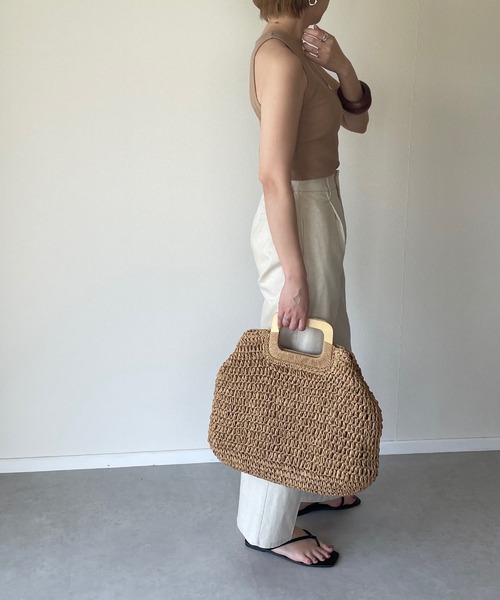 y/m by misato（イムバイミサト）の「カットリブアメスリタンクトップ（タンクトップ・レディース・ブラック/ベージュ/オフホワイト・FREE）」の9枚目の写真