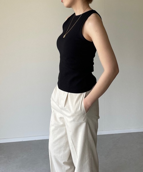 y/m by misato（イムバイミサト）の「カットリブアメスリタンクトップ（タンクトップ・レディース・ブラック/ベージュ/オフホワイト・FREE）」の11枚目の写真