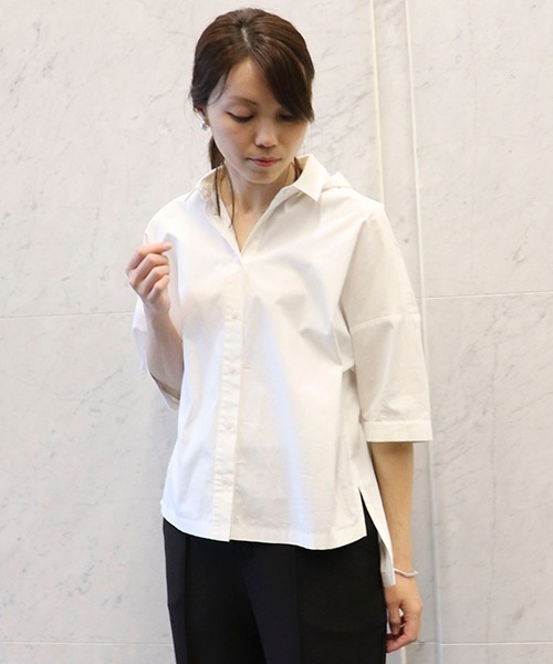 COMME CA ISM（コムサイズム）の「フード付き　五分袖シャツ（シャツ/ブラウス・レディース・ホワイト/ブラック/レッド/グリーン/ブルー・FREE）」の20枚目の写真