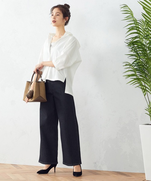 COMME CA ISM（コムサイズム）の「フード付き　五分袖シャツ（シャツ/ブラウス・レディース・ホワイト/ブラック/レッド/グリーン/ブルー・FREE）」の9枚目の写真