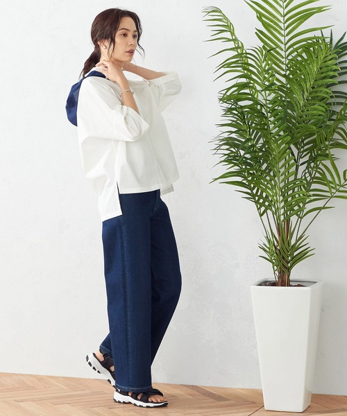 COMME CA ISM（コムサイズム）の「フード付き　五分袖シャツ（シャツ/ブラウス・レディース・ホワイト/ブラック/レッド/グリーン/ブルー・FREE）」の12枚目の写真