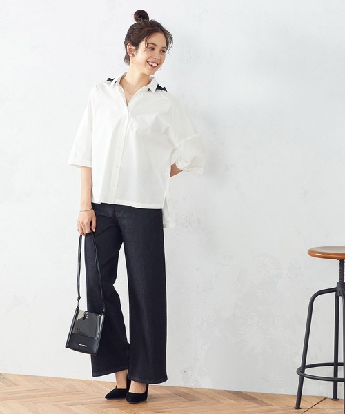 COMME CA ISM（コムサイズム）の「フード付き　五分袖シャツ（シャツ/ブラウス・レディース・ホワイト/ブラック/レッド/グリーン/ブルー・FREE）」の13枚目の写真