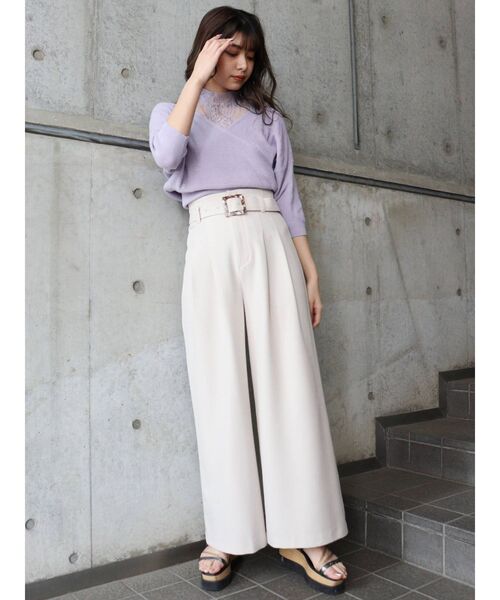 MURUA(ムルーア)の「ハイウエストタックワイドパンツ(その他パンツ・レディース・グレー/イエロー/アイボリー・1/2)」の6枚目の写真