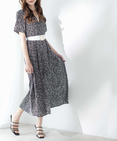 Boutique ジュリアブティック のファッション Julia ダルメシアン柄ウエストマークフレアワンピース ワンピース Julia ワンピース セール