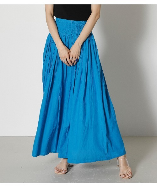 AZUL by moussy（アズールバイマウジー）の「RELAX GATHER SKIRT/リラックスギャザースカート（スカート・レディース・ターコイズブルー/ベージュ系その他/ブラウン/ベージュ/グリーン系その他2・MEDIUM/SMALL）」の5枚目の写真