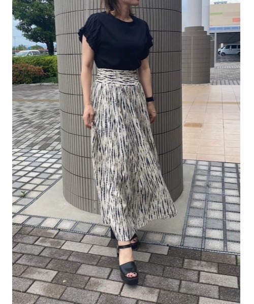 AZUL by moussy（アズールバイマウジー）の「RELAX GATHER SKIRT/リラックスギャザースカート（スカート・レディース・ターコイズブルー/ベージュ系その他/ブラウン/ベージュ/グリーン系その他2・MEDIUM/SMALL）」の9枚目の写真