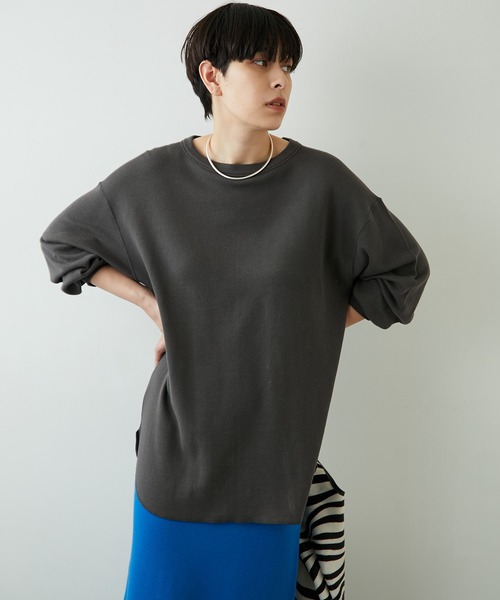Whim Gazette(ウィムガゼット)の「オーガニックジャージープルオーバー(Tシャツ/カットソー・レディース・オフホワイト/チャコールグレー・FREE)」の2枚目の写真