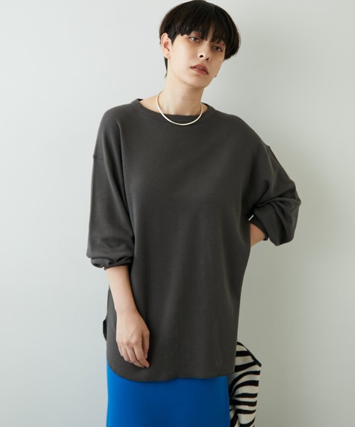 Whim Gazette(ウィムガゼット)の「オーガニックジャージープルオーバー(Tシャツ/カットソー・レディース・オフホワイト/チャコールグレー・FREE)」の14枚目の写真