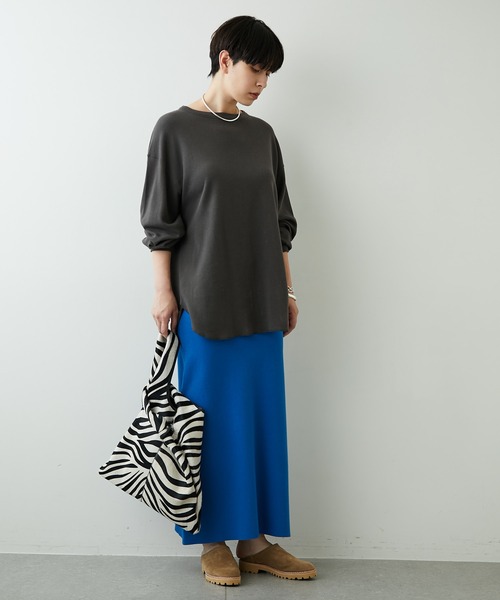 Whim Gazette(ウィムガゼット)の「オーガニックジャージープルオーバー(Tシャツ/カットソー・レディース・オフホワイト/チャコールグレー・FREE)」の17枚目の写真
