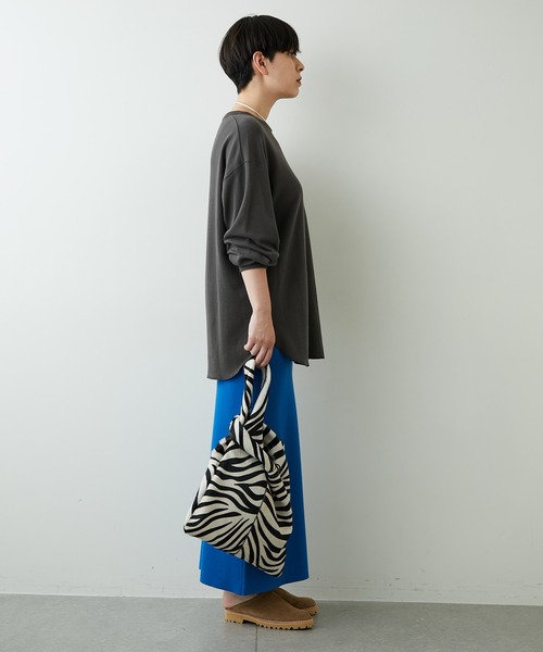 Whim Gazette(ウィムガゼット)の「オーガニックジャージープルオーバー(Tシャツ/カットソー・レディース・オフホワイト/チャコールグレー・FREE)」の19枚目の写真
