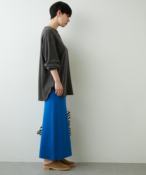 Whim Gazette(ウィムガゼット)の「オーガニックジャージープルオーバー(Tシャツ/カットソー・レディース・オフホワイト/チャコールグレー・FREE)」の18枚目の写真