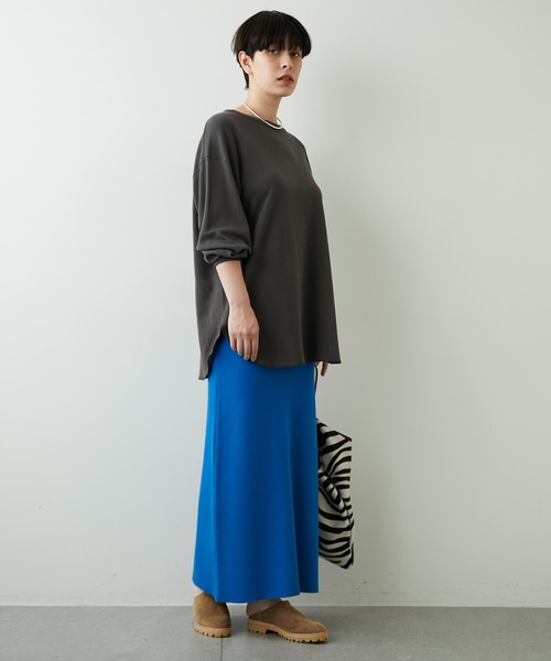 Whim Gazette(ウィムガゼット)の「オーガニックジャージープルオーバー(Tシャツ/カットソー・レディース・オフホワイト/チャコールグレー・FREE)」の16枚目の写真