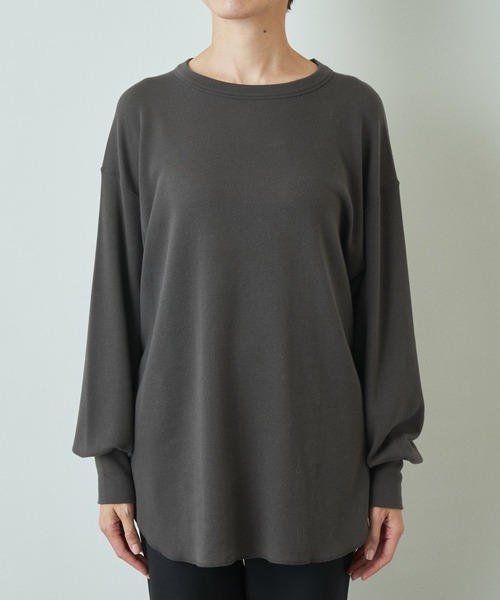 Whim Gazette(ウィムガゼット)の「オーガニックジャージープルオーバー(Tシャツ/カットソー・レディース・オフホワイト/チャコールグレー・FREE)」の7枚目の写真