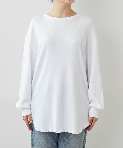Whim Gazette(ウィムガゼット)の「オーガニックジャージープルオーバー(Tシャツ/カットソー・レディース・オフホワイト/チャコールグレー・FREE)」の5枚目の写真
