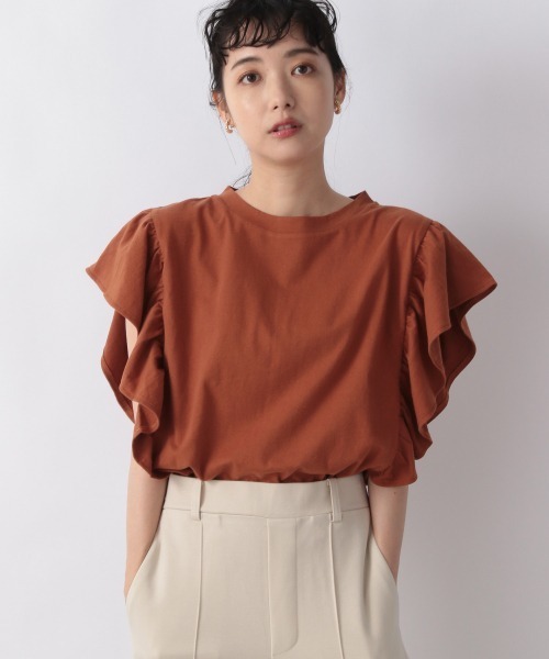 LOWRYS FARM（ローリーズファーム）の「スラブソデフリルＳＳ　956915（Tシャツ/カットソー・レディース・アイボリー/ブラック/ベージュ/グリーン・FREE）」の7枚目の写真