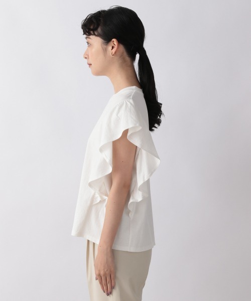 LOWRYS FARM（ローリーズファーム）の「スラブソデフリルＳＳ　956915（Tシャツ/カットソー・レディース・アイボリー/ブラック/ベージュ/グリーン・FREE）」の8枚目の写真