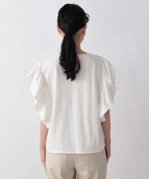 LOWRYS FARM（ローリーズファーム）の「スラブソデフリルＳＳ　956915（Tシャツ/カットソー・レディース・アイボリー/ブラック/ベージュ/グリーン・FREE）」の9枚目の写真