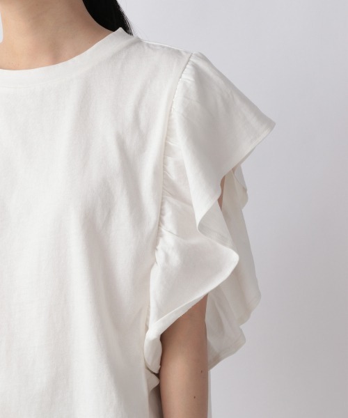 LOWRYS FARM（ローリーズファーム）の「スラブソデフリルＳＳ　956915（Tシャツ/カットソー・レディース・アイボリー/ブラック/ベージュ/グリーン・FREE）」の11枚目の写真