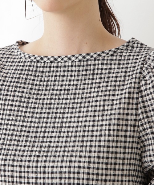 NATURAL BEAUTY BASIC(ナチュラルビューティーベーシック)の「シャーリングカットソー(Tシャツ/カットソー・レディース・ネイビー/オフホワイト/ホワイト系その他・MEDIUM)」の13枚目の写真