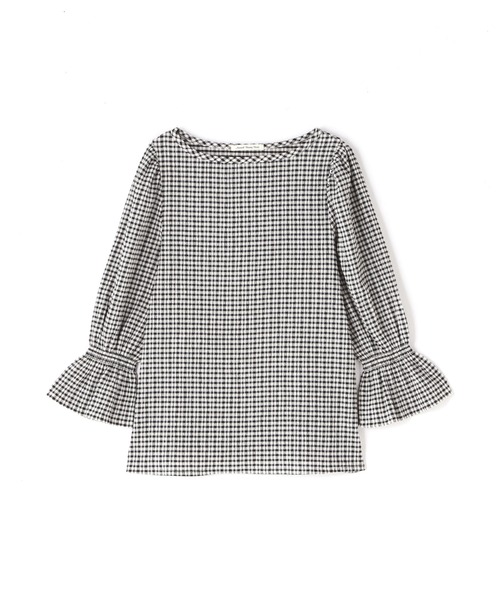 NATURAL BEAUTY BASIC(ナチュラルビューティーベーシック)の「シャーリングカットソー(Tシャツ/カットソー・レディース・ネイビー/オフホワイト/ホワイト系その他・MEDIUM)」の15枚目の写真