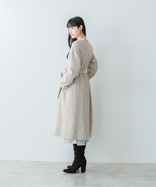 JILL by JILL STUART（ジルバイジルスチュアート）の「◇ノーカラーウールフォックスコート（ノーカラーコート・レディース・ベージュ/グレー・SMALL/MEDIUM）」の11枚目の写真