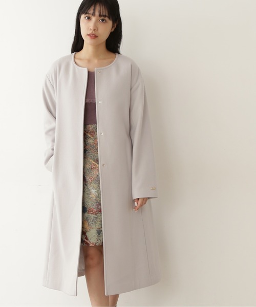 JILL by JILL STUART（ジルバイジルスチュアート）の「◇ノーカラーウールフォックスコート（ノーカラーコート・レディース・ベージュ/グレー・SMALL/MEDIUM）」の21枚目の写真