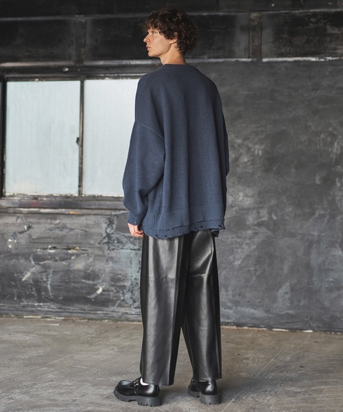 shiki tokyo（シキトウキョウ）の「OVERSIZED LAYERED DAMEGE KNIT / オーバーサイズレイヤードダメージニット（ニット/セーター・メンズ・グレー/アイボリー/グレイッシュブルー・SMALL/MEDIUM/LARGE）」の21枚目の写真