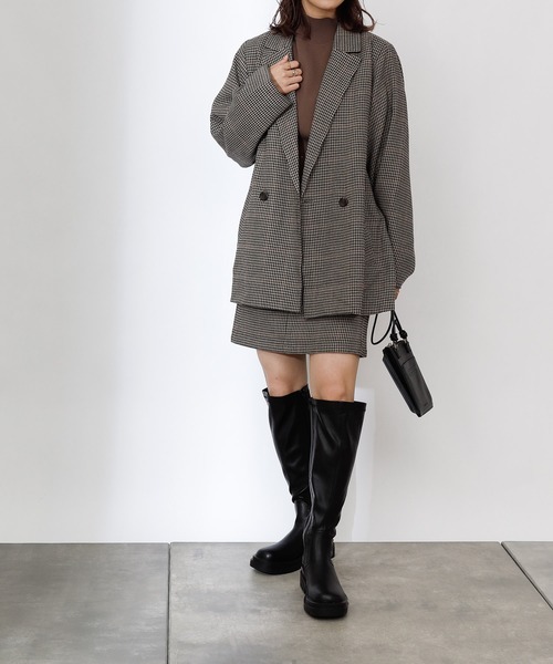 COLONY 2139(コロニートゥーワンスリーナイン)の「TR先染ミニスカート(セットアップ可)(スカート・レディース・ブラウン/グレー・FREE)」の6枚目の写真