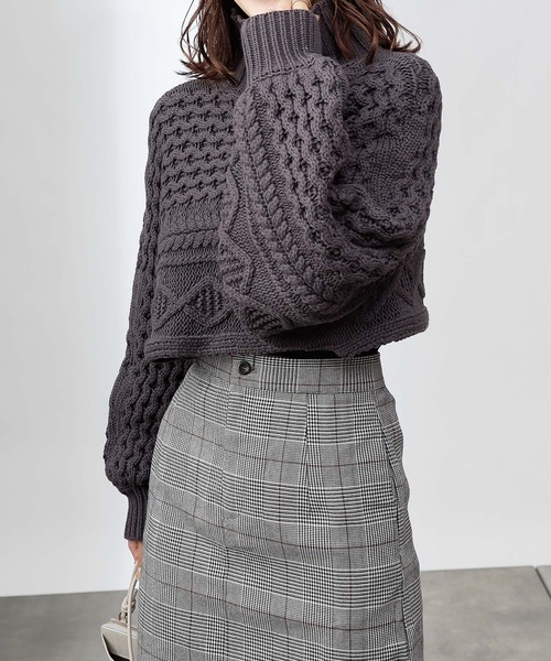 COLONY 2139(コロニートゥーワンスリーナイン)の「TR先染ミニスカート(セットアップ可)(スカート・レディース・ブラウン/グレー・FREE)」の4枚目の写真