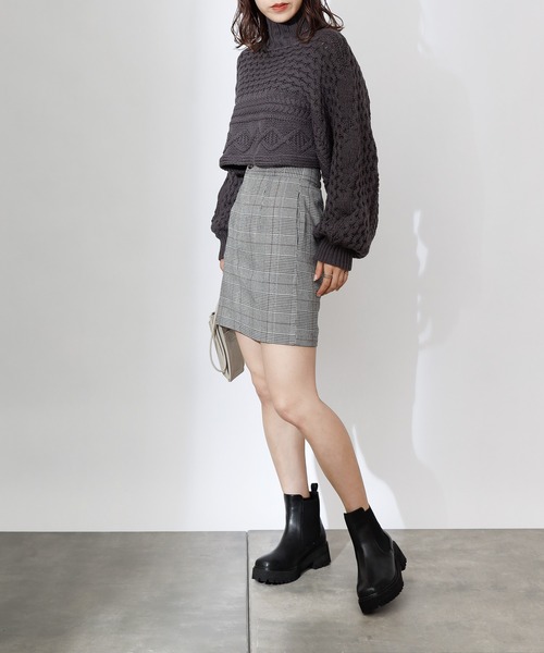 COLONY 2139(コロニートゥーワンスリーナイン)の「TR先染ミニスカート(セットアップ可)(スカート・レディース・ブラウン/グレー・FREE)」の7枚目の写真