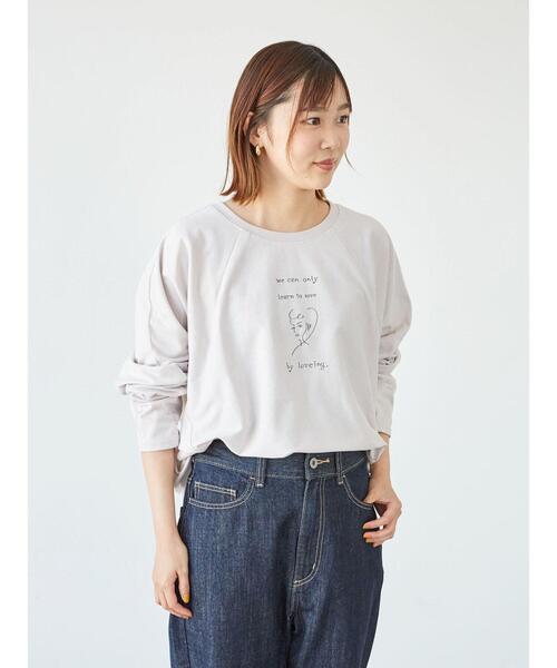 RAY CASSIN FAVORI(レイカズンフェバリ)の「・RAY CASSIN ガール刺繍ドルマンロンT*(Tシャツ/カットソー・レディース・グリーン/チャコールグレー/ライトグレー/オフホワイト・FREE)」の6枚目の写真