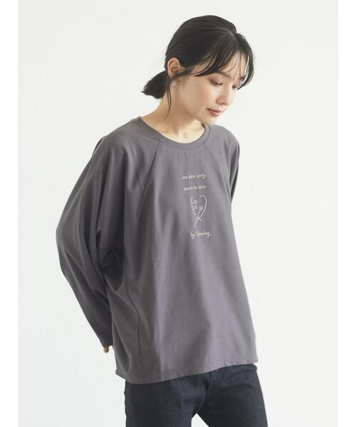 RAY CASSIN FAVORI(レイカズンフェバリ)の「・RAY CASSIN ガール刺繍ドルマンロンT*(Tシャツ/カットソー・レディース・グリーン/チャコールグレー/ライトグレー/オフホワイト・FREE)」の7枚目の写真