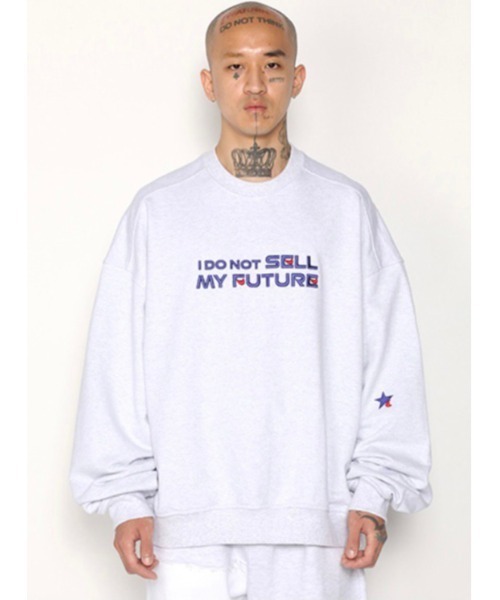 AJOBYAJO(アジョバイアジョ)の「【AJOBYAJO/アジョバイアジョ】Embroidered Slogam Sweatshirt/エンボス スローガン ロゴスウェット MTM(スウェット・メンズ・ライトグレー/グレイッシュブルー・L)」の8枚目の写真