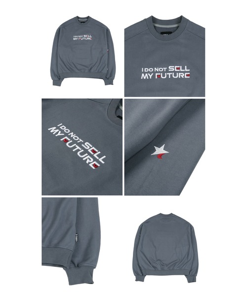 AJOBYAJO(アジョバイアジョ)の「【AJOBYAJO/アジョバイアジョ】Embroidered Slogam Sweatshirt/エンボス スローガン ロゴスウェット MTM(スウェット・メンズ・ライトグレー/グレイッシュブルー・L)」の6枚目の写真