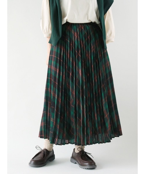Samansa Mos2（サマンサ モスモス）の「チェックプリーツスカート（スカート・レディース・パープル/オレンジ/グリーン・ﾌﾘ-）」の2枚目の写真
