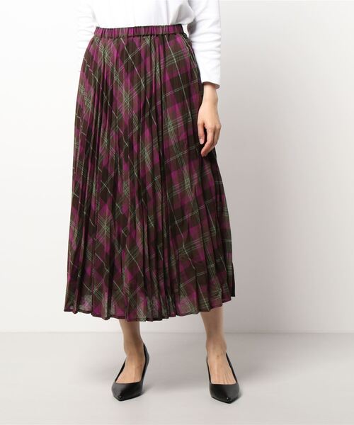 Samansa Mos2（サマンサ モスモス）の「チェックプリーツスカート（スカート・レディース・パープル/オレンジ/グリーン・ﾌﾘ-）」の7枚目の写真