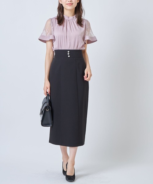 tocco closet（トッコ　クローゼット）の「取り外し可能なサスペンダー付きクリアビジュー装飾タイトスカート（スカート・レディース・ブラック/ピンク系その他・M）」の15枚目の写真