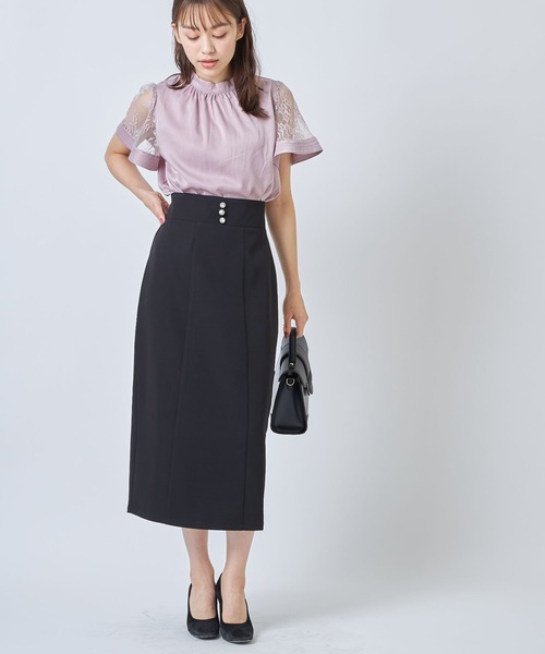 tocco closet（トッコ　クローゼット）の「取り外し可能なサスペンダー付きクリアビジュー装飾タイトスカート（スカート・レディース・ブラック/ピンク系その他・M）」の21枚目の写真