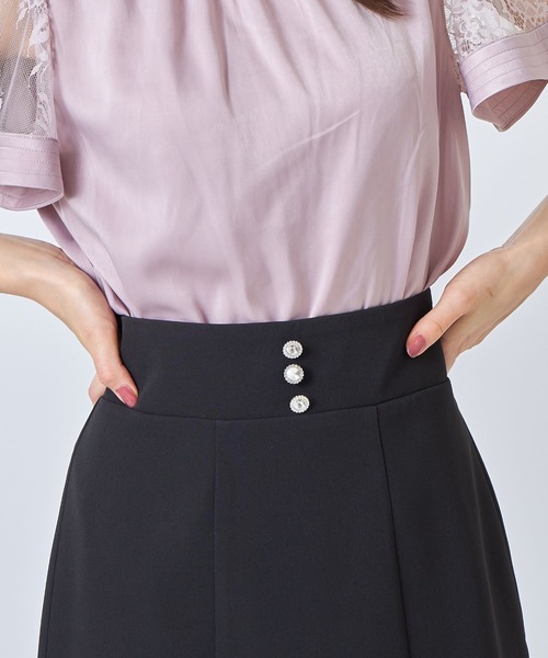 tocco closet（トッコ　クローゼット）の「取り外し可能なサスペンダー付きクリアビジュー装飾タイトスカート（スカート・レディース・ブラック/ピンク系その他・M）」の18枚目の写真