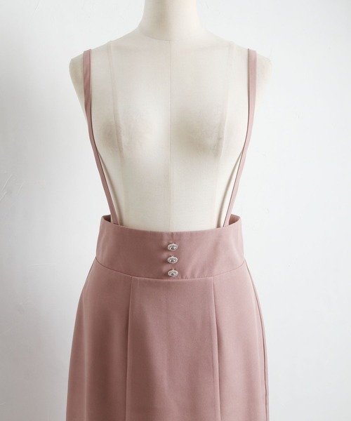 tocco closet（トッコ　クローゼット）の「取り外し可能なサスペンダー付きクリアビジュー装飾タイトスカート（スカート・レディース・ブラック/ピンク系その他・M）」の17枚目の写真