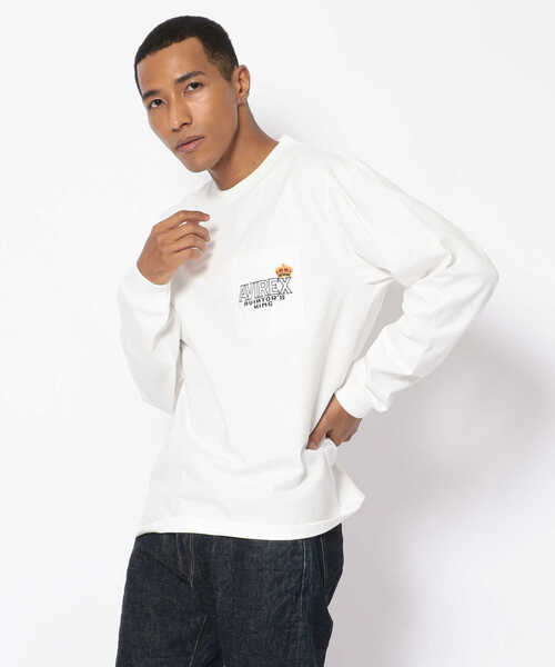 AVIREX（アヴィレックス）の「長袖 ヴァーシティ ポケット Tシャツ アヴィエーターズ キングス / LONG SLEEVE VARSITY POCKET  T-SHIRT AVIATOR'S KING / アヴィレックス / AVIREX（Tシャツ/カットソー・メンズ・ホワイト/ブラック/ネイビー・MEDIUM/X-LARGE/LARGE/XX-LARGE）」の5枚目の写真