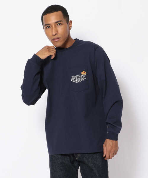 AVIREX（アヴィレックス）の「長袖 ヴァーシティ ポケット Tシャツ アヴィエーターズ キングス / LONG SLEEVE VARSITY POCKET  T-SHIRT AVIATOR'S KING / アヴィレックス / AVIREX（Tシャツ/カットソー・メンズ・ホワイト/ブラック/ネイビー・MEDIUM/X-LARGE/LARGE/XX-LARGE）」の6枚目の写真