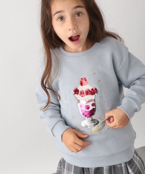 GLOBAL WORK（グローバルワーク）の「キッズ/Girlsグラフィックスウェット/216140（スウェット・キッズ・ホワイト系その他2/パープル系その他/グリーン系その他3/ホワイト/ライトブルー/サックスブルー/ライトグリーン/アイボリー/ブラック/ラベンダー/パープル系その他2/ブルー/グリーン系その他4/ブルー系その他4/グレー/ホワイト系その他/ブルー系その他・100cm/110cm/120cm/130cm/140cm/150cm/160cm）」の14枚目の写真