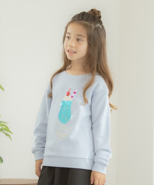 GLOBAL WORK（グローバルワーク）の「キッズ/Girlsグラフィックスウェット/216140（スウェット・キッズ・ホワイト系その他2/パープル系その他/グリーン系その他3/ホワイト/ライトブルー/サックスブルー/ライトグリーン/アイボリー/ブラック/ラベンダー/パープル系その他2/ブルー/グリーン系その他4/ブルー系その他4/グレー/ホワイト系その他/ブルー系その他・100cm/110cm/120cm/130cm/140cm/150cm/160cm）」の11枚目の写真