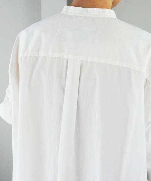 note et silence （ノートエシロンス）の「▲【 AMB100貨 】ピンタックバンドカラーロングシャツ　80タイプライターせせらぎ加工（シャツ/ブラウス・レディース・ブラック/ピンク/ホワイト・FREE）」の22枚目の写真