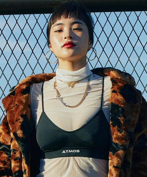 GUACAMOLE（ガカモレ）の「GUACAMOLE × atmos pink ロゴトライアングルブラトップ（スポーツブラ・レディース・ブラック/ブラウン/ピンク/ホワイト・S/M/M/L）」の3枚目の写真