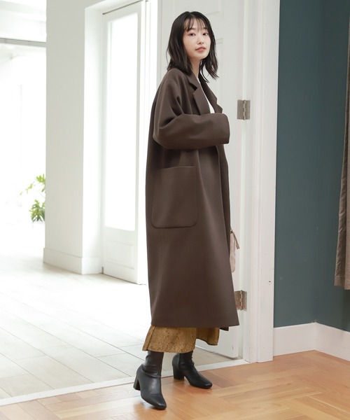 LAKOLE(ラコレ)の「ウーリーテックオーバーサイズコート / 953530(チェスターコート・レディース・ダークブラウン/ベージュ/アイボリー・SMALL/MEDIUM)」の19枚目の写真