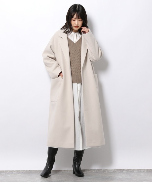LAKOLE(ラコレ)の「ウーリーテックオーバーサイズコート / 953530(チェスターコート・レディース・ダークブラウン/ベージュ/アイボリー・SMALL/MEDIUM)」の6枚目の写真